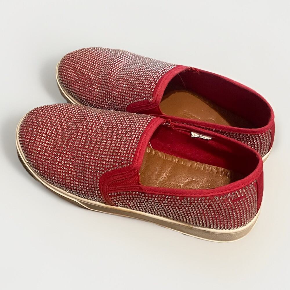 Red Silver bling Rhinestone Slip on Women's Us 7 Loafers